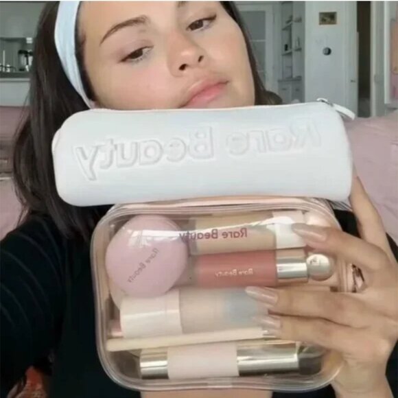 NEW RARE Beauty by Selena Gomez Clear Makeup Bag and Mini Deluxe Samples - Picture 1 of 5